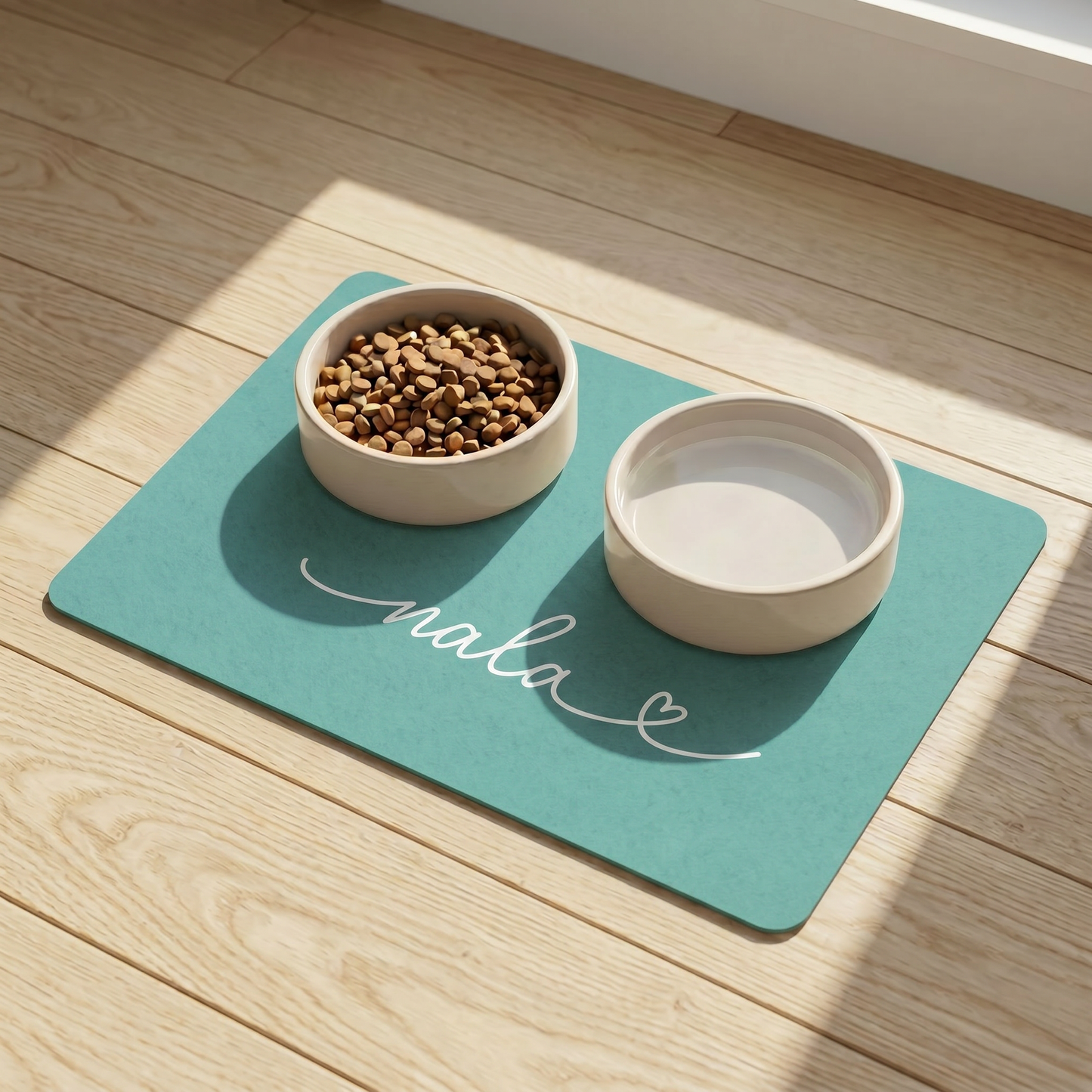 Personalized Turquoise Dog Food Mat | Custom Dog Placemat