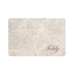 Beige Marble Personalized Dog Food Mat – Custom Name Pet Bowl Mat