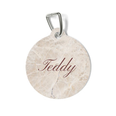 Beige Marble Personalized Dog Tag – Custom Name Pet ID Tag