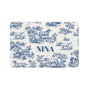 Blue Toile Personalized Dog Food Mat – Custom Name Pet Bowl Mat