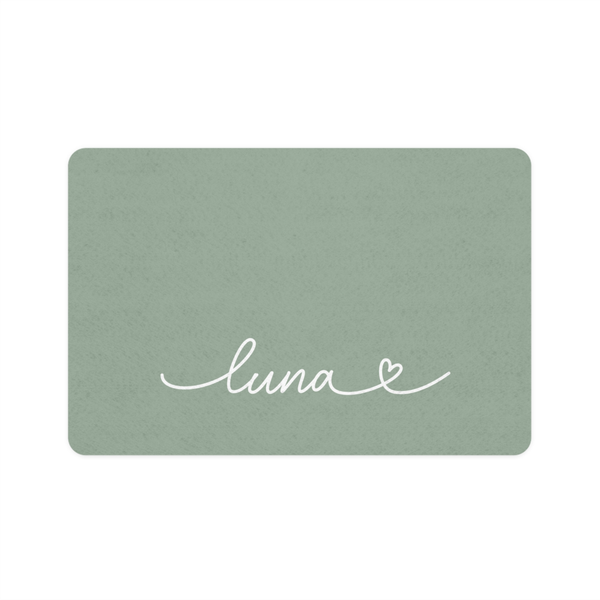 Personalized Sage Green Dog Food Mat