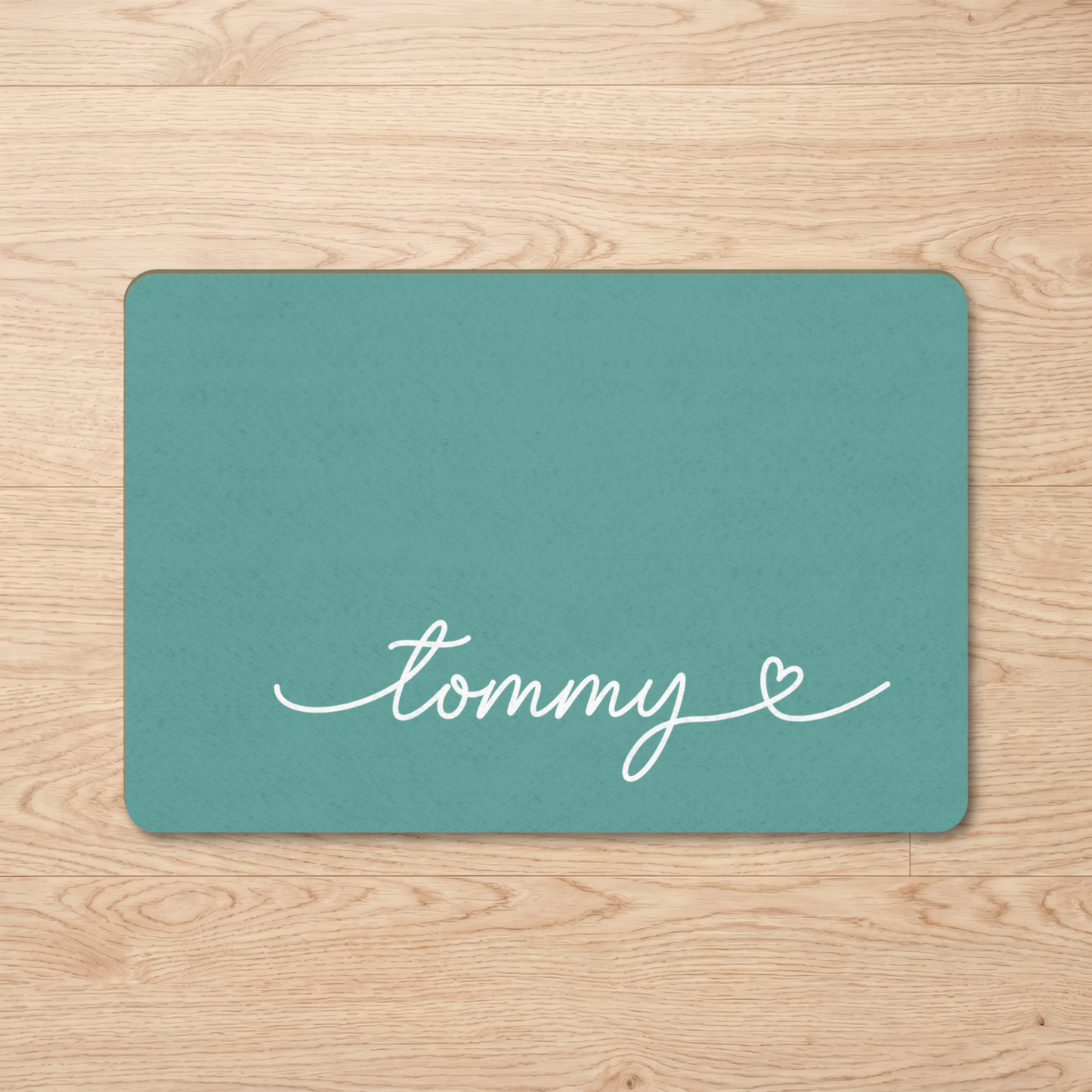 Personalized jade dog food mat - size overview