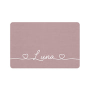 Dusty Rose Hearts Personalized Dog Food Mat – Custom Name Pet Bowl Mat