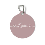 Dusty Rose Hearts Personalized Dog Tag – Custom Name Pet ID Tag