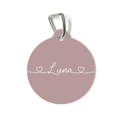 Dusty Rose Hearts Personalized Dog Tag – Custom Name Pet ID Tag