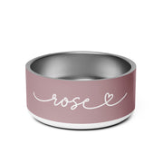 Dusty Rose Personalized Dog Bowl – Custom Name Stainless Steel Dog Food & Water Bowl
