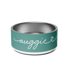 Jade Green Personalized Dog Bowl – Custom Name Stainless Steel Dog Food & Water Bowl