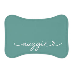 Jade Personalized Dog Bowl Mat – Bone Shaped Pet Feeding Mat