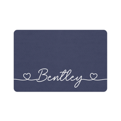 Navy Blue Personalized Dog Food Mat – Custom Name Pet Bowl Mat
