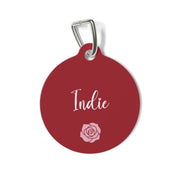 Burgundy Rose Personalized Dog Tag – Custom Name Pet ID Tag