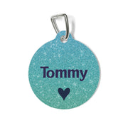 Metallic Teal Heart Personalized Dog Tag – Custom Name Pet ID Tag