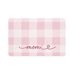 Pink Checkered Personalized Dog Food Mat – Custom Name Pet Bowl Mat
