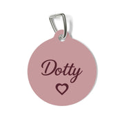 Pink Heart Personalized Dog Tag – Custom Name Pet ID Tag