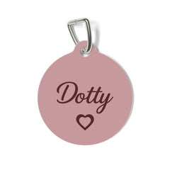 Pink Heart Personalized Dog Tag – Custom Name Pet ID Tag