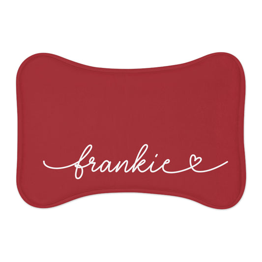 Personalized Red Dog Food Mat
