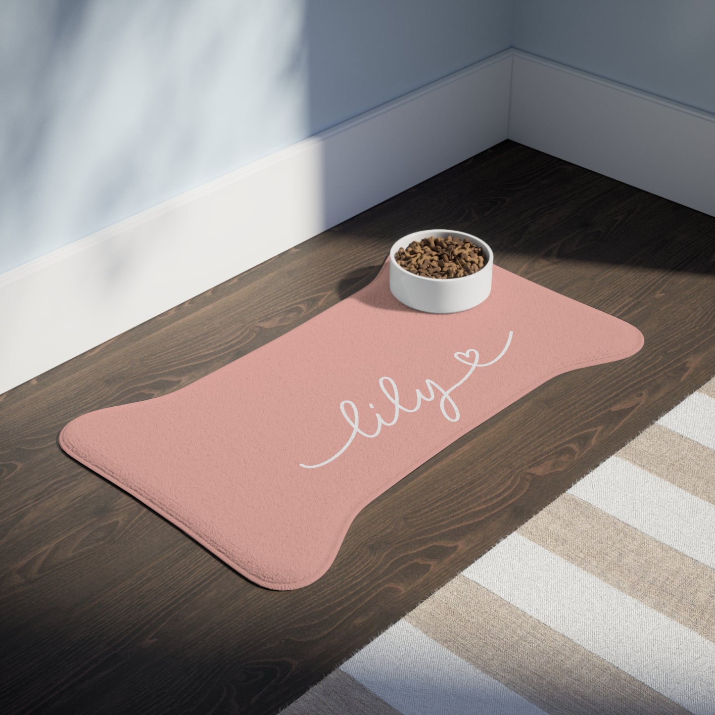 Personalized Coral Dog Food Mat