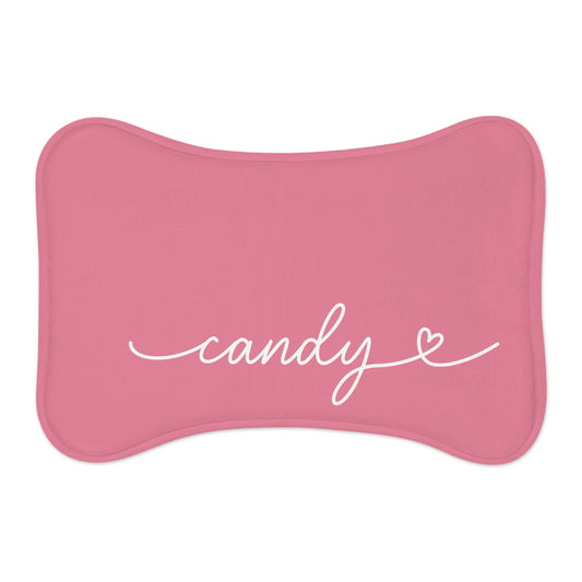Personalized Candy Pink Dog Food Mat