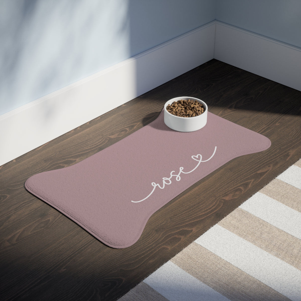 Personalized Dusty Rose Dog Food Mat