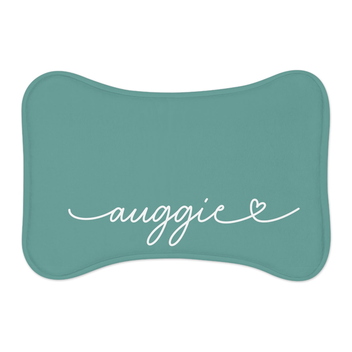 Personalized jade green dog food mat - front view