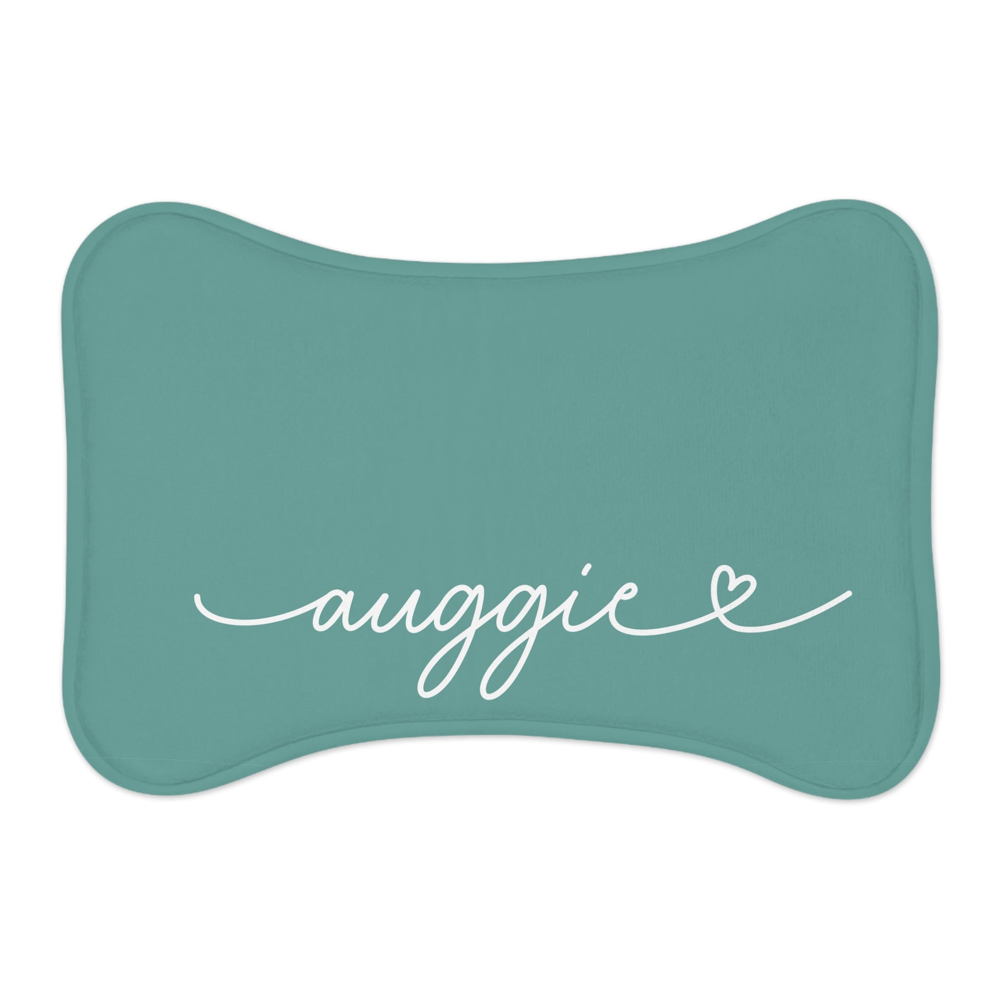 Personalized jade green dog food mat - front view