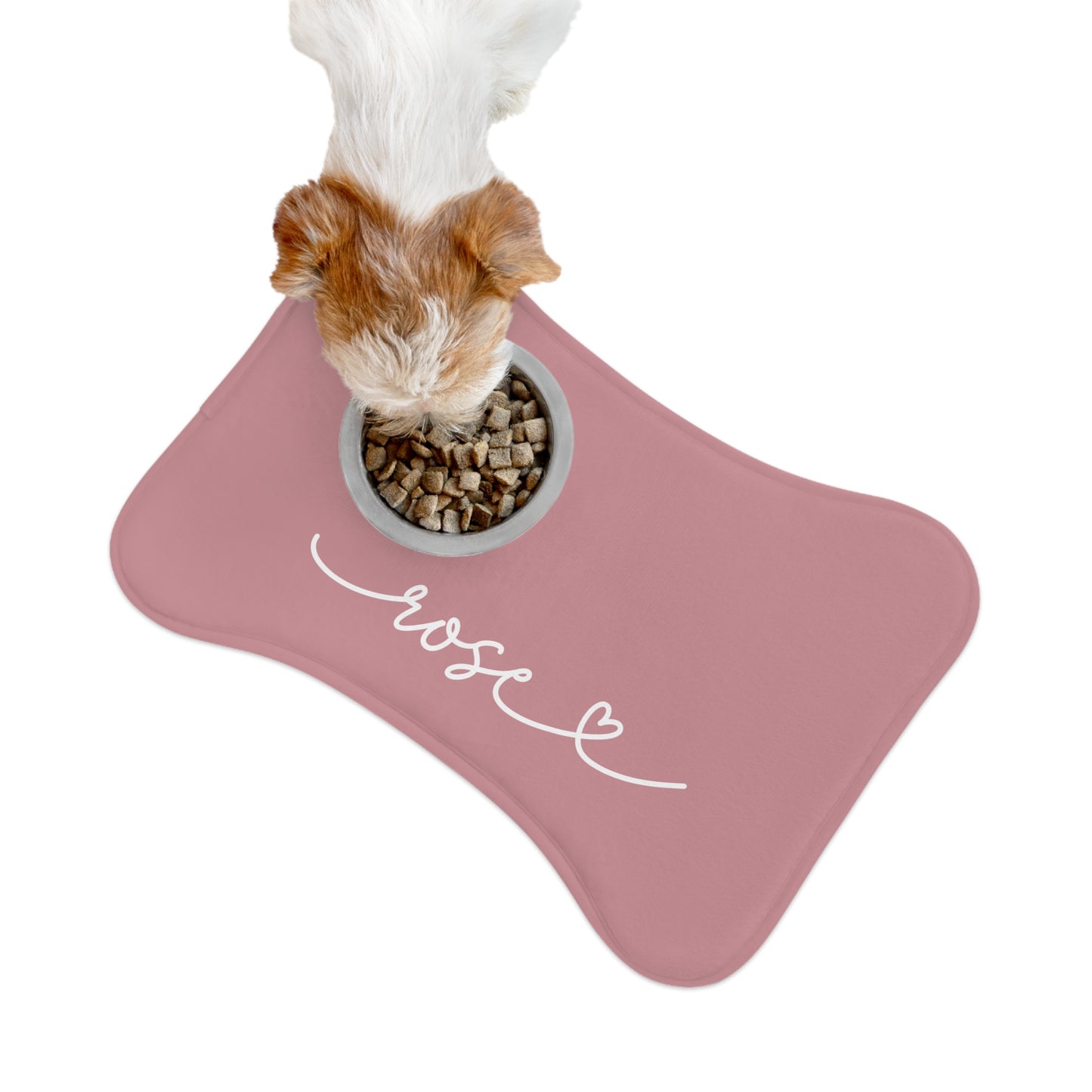 Personalized Rose Dog Food Mat