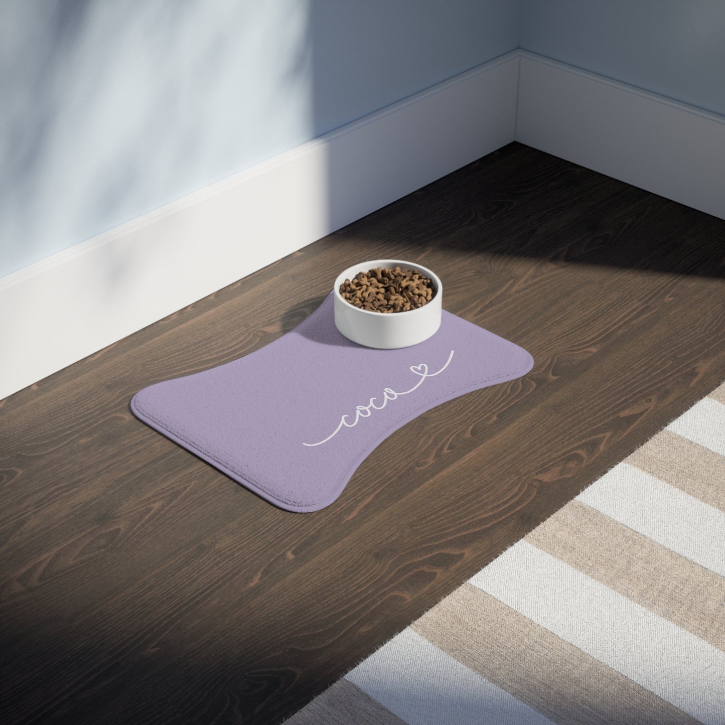 Personalized Soft Purple Dog Food Mat