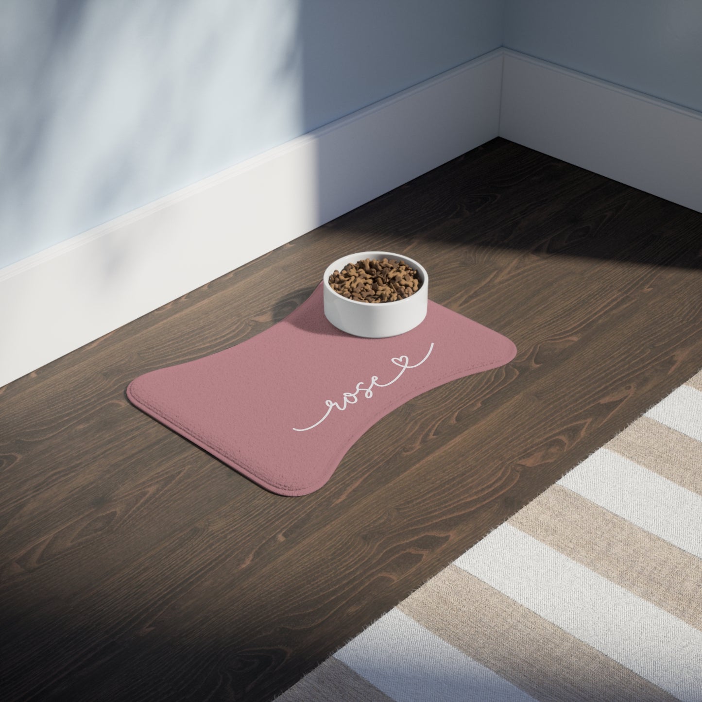 Personalized Rose Dog Food Mat