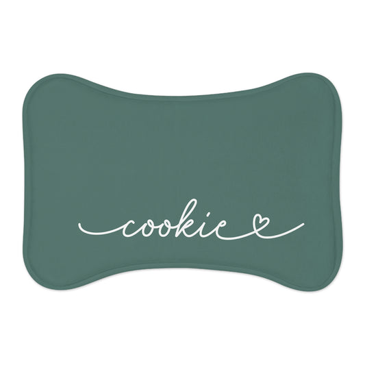 Personalized Pine Green Dog Food Mat