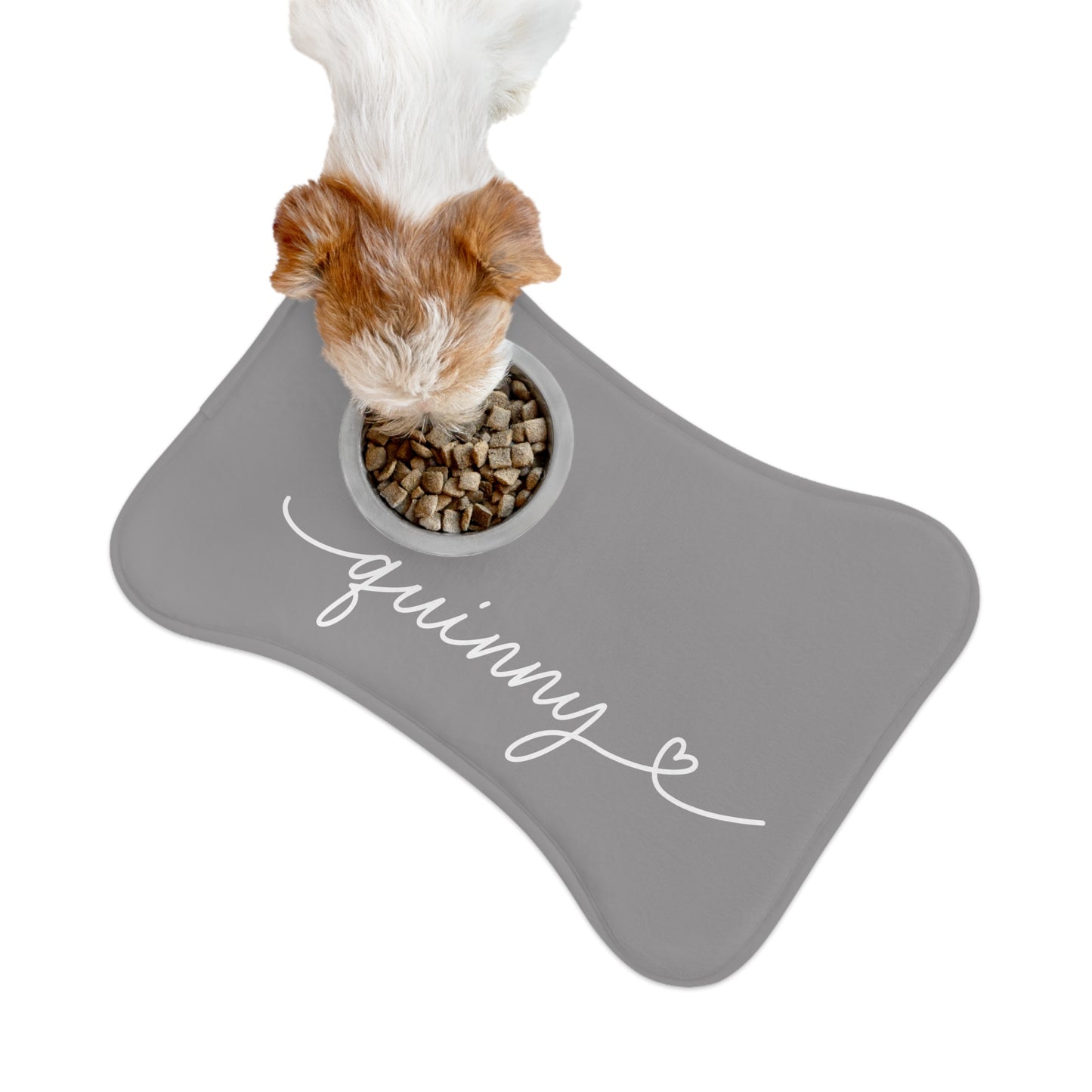 Personalized Grey Dog Food Mat