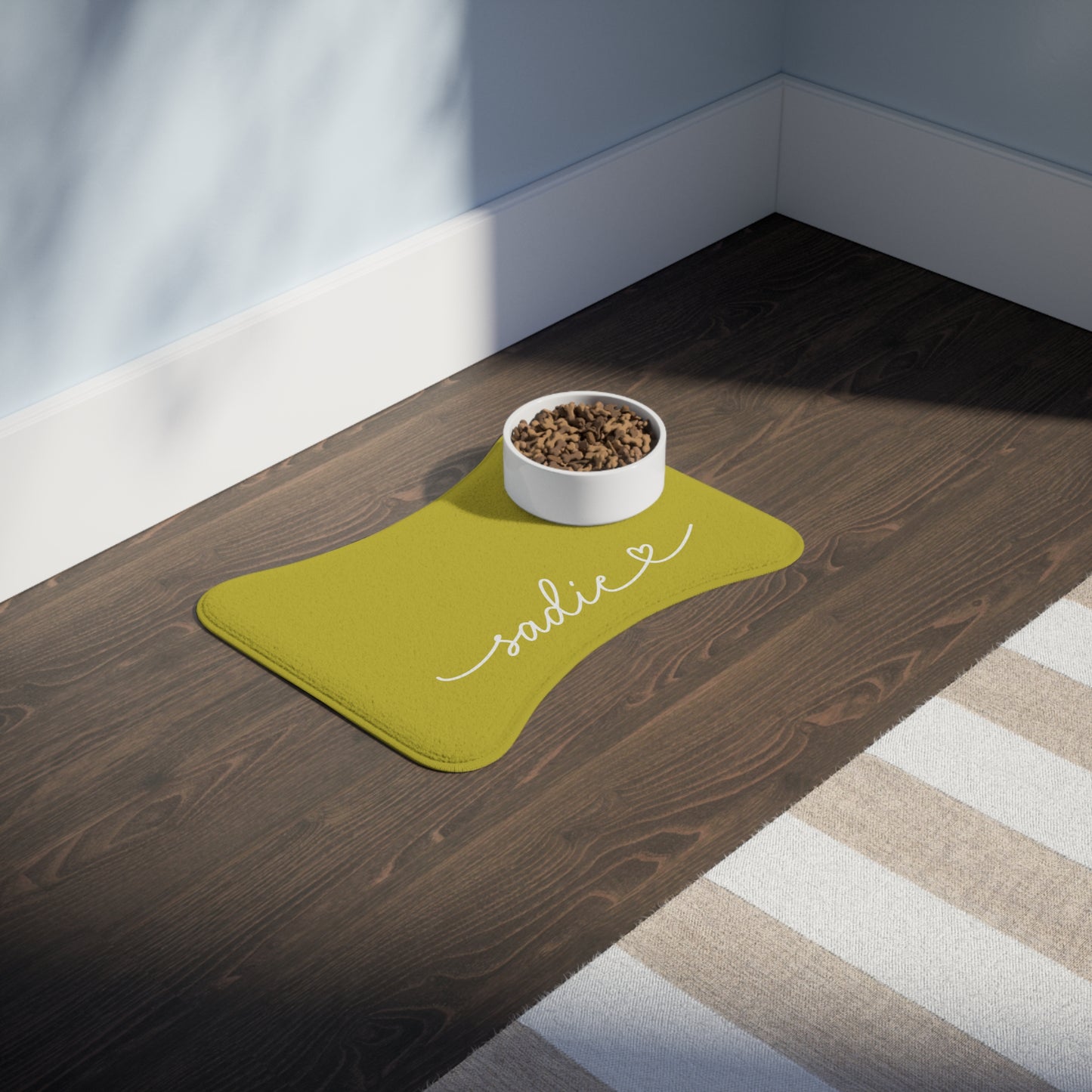 Personalized Mustard Dog Food Mat