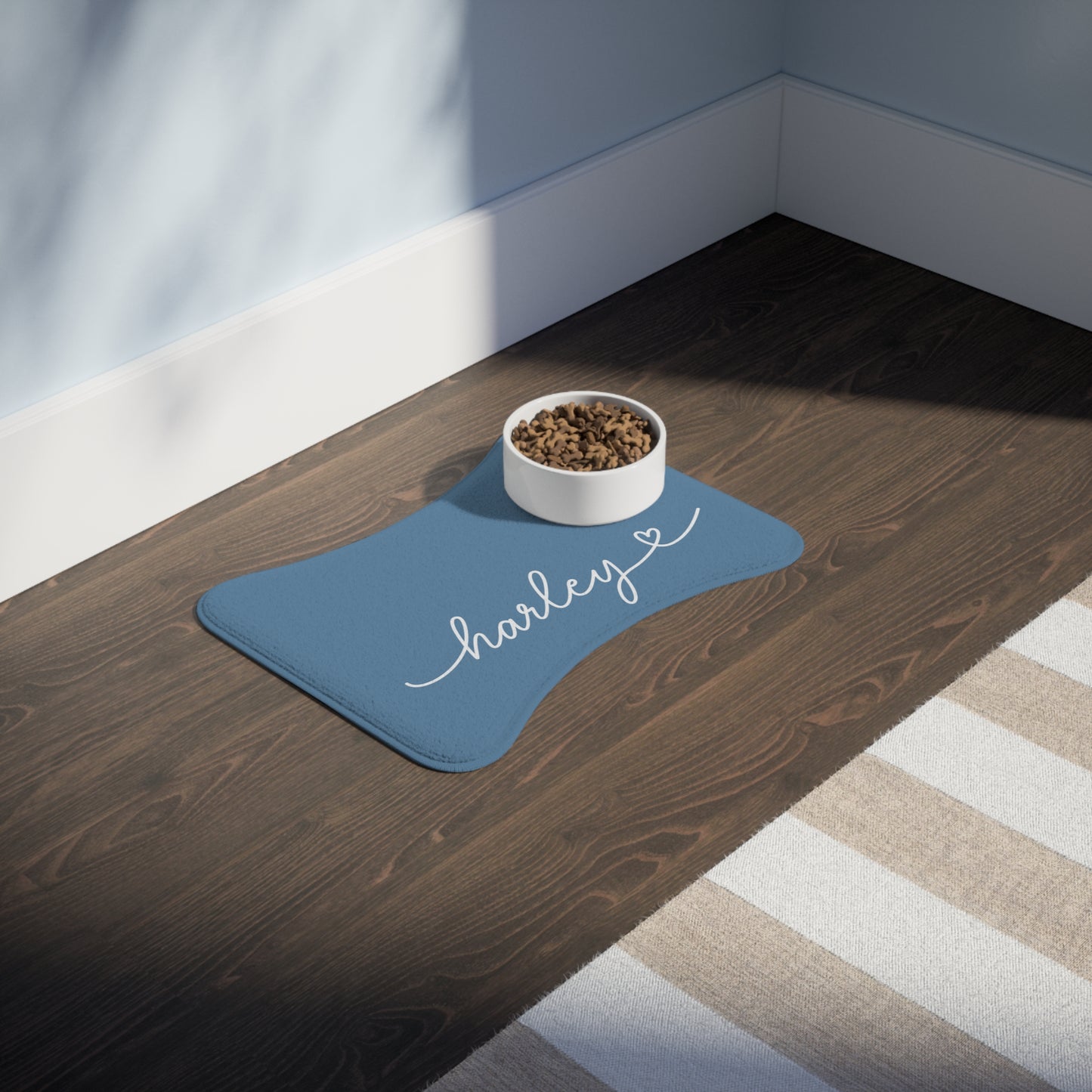 Personalized Jeans Blue Dog Food Mat