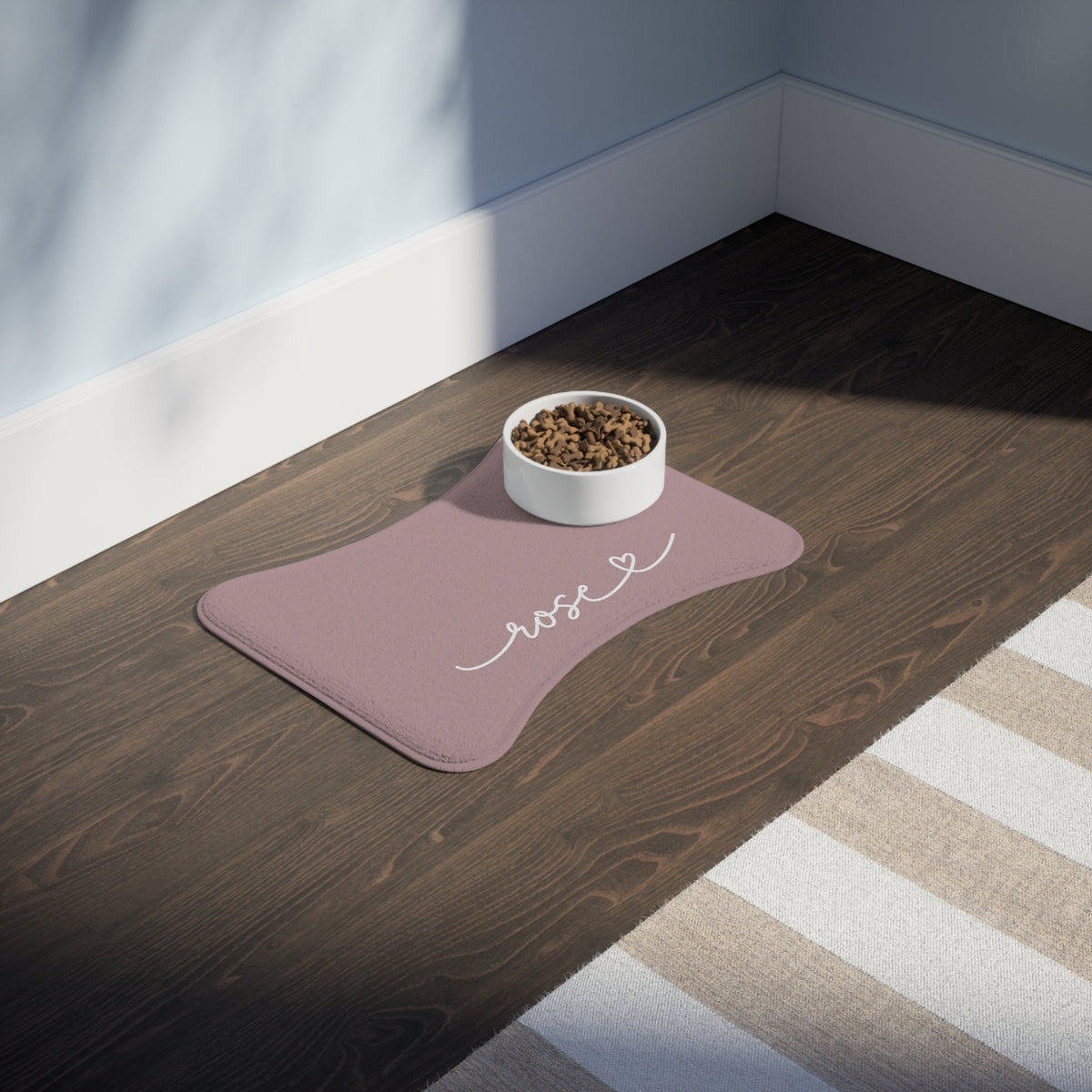 Personalized Dusty Rose Dog Food Mat