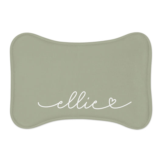 Personalized Sage Green Dog Food Mat