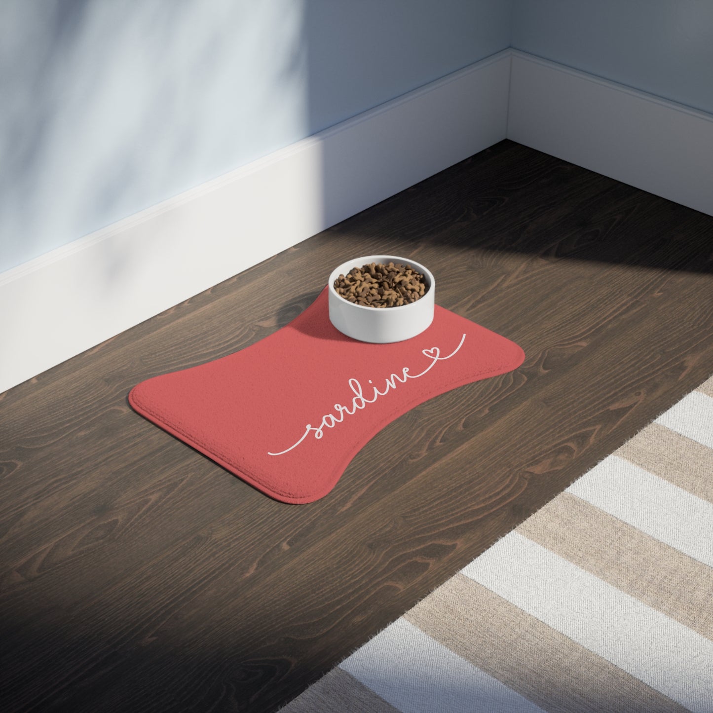 Personalized Salmon Pink Dog Food Mat