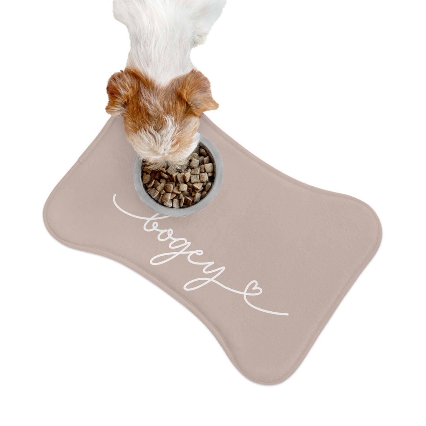 Personalized Beige Dog Food Mat