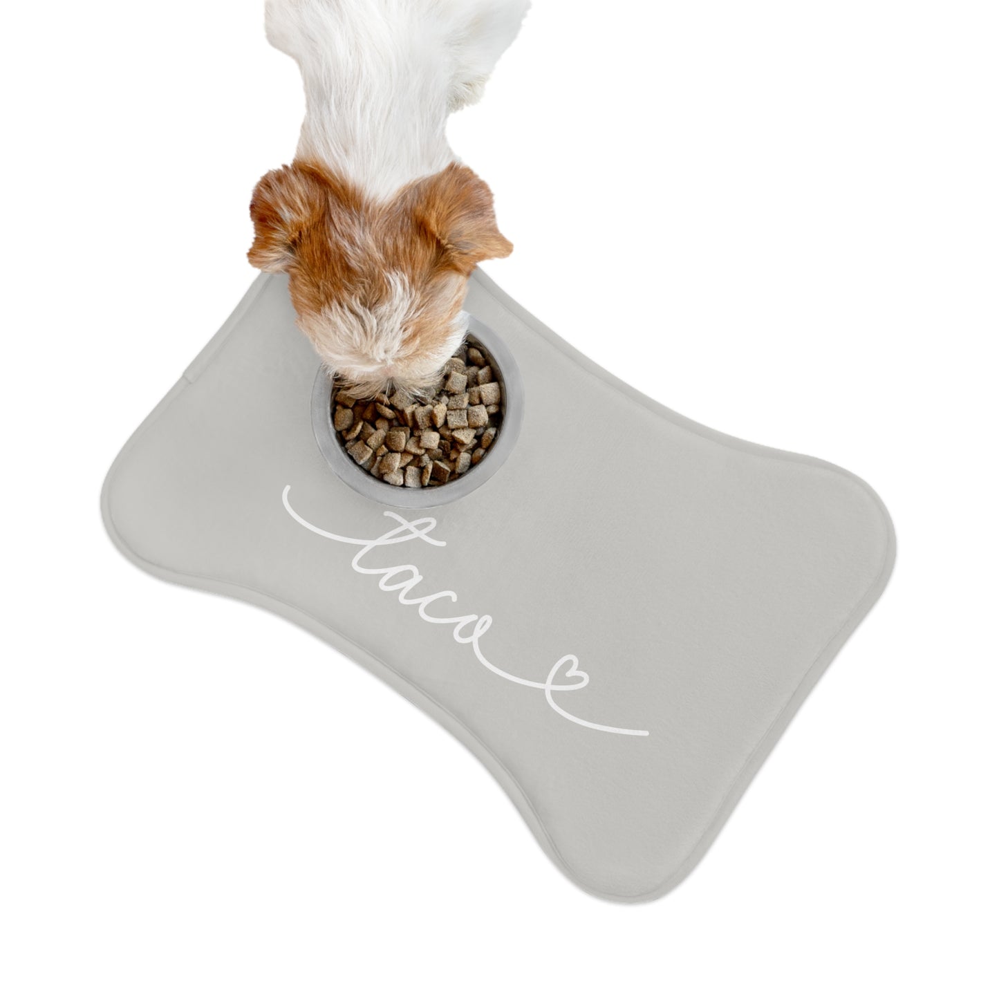 Personalized Soft Grey Dog Food Mat