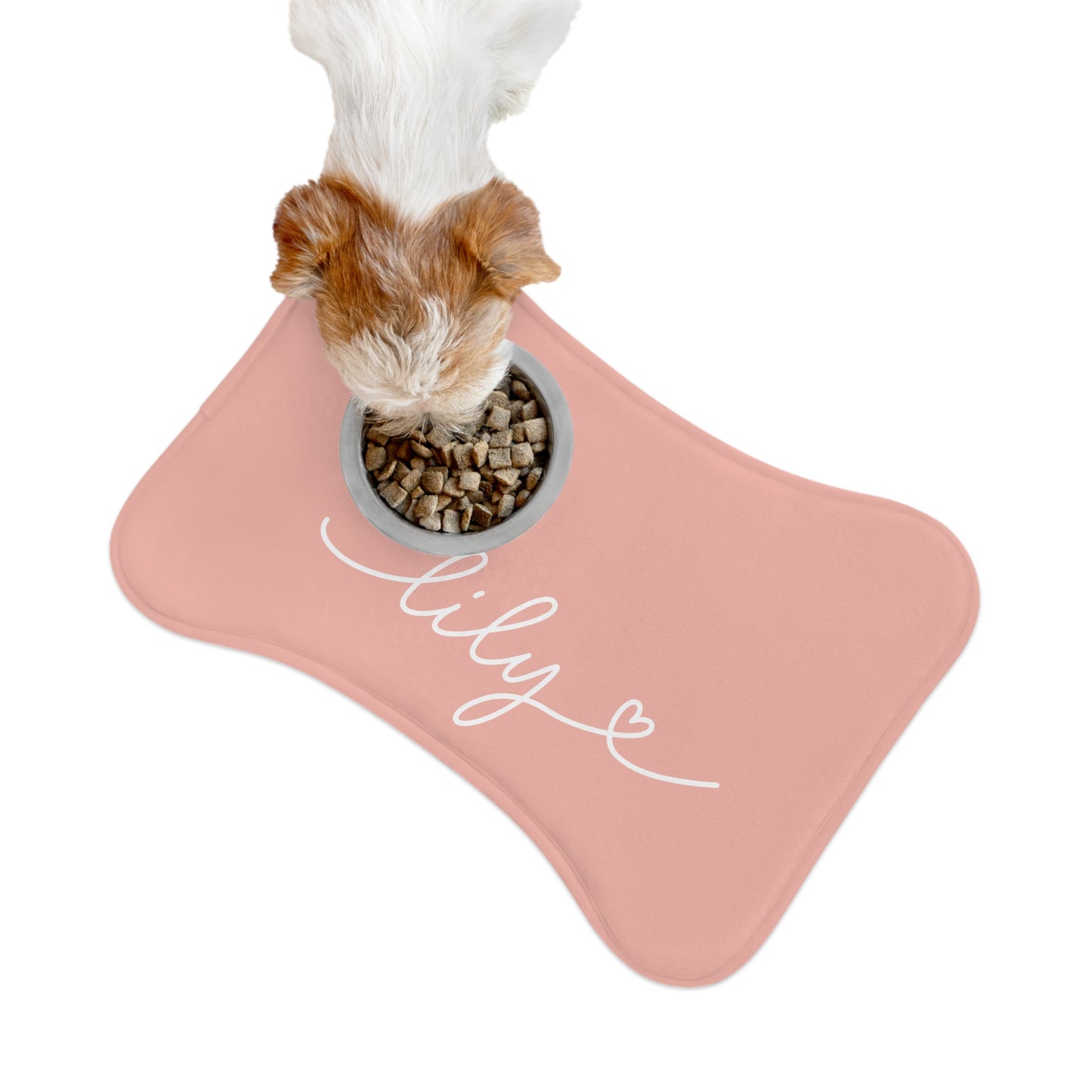 Personalized Coral Dog Food Mat