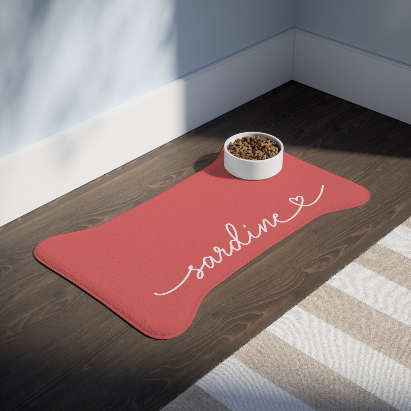 Personalized Salmon Pink Dog Food Mat