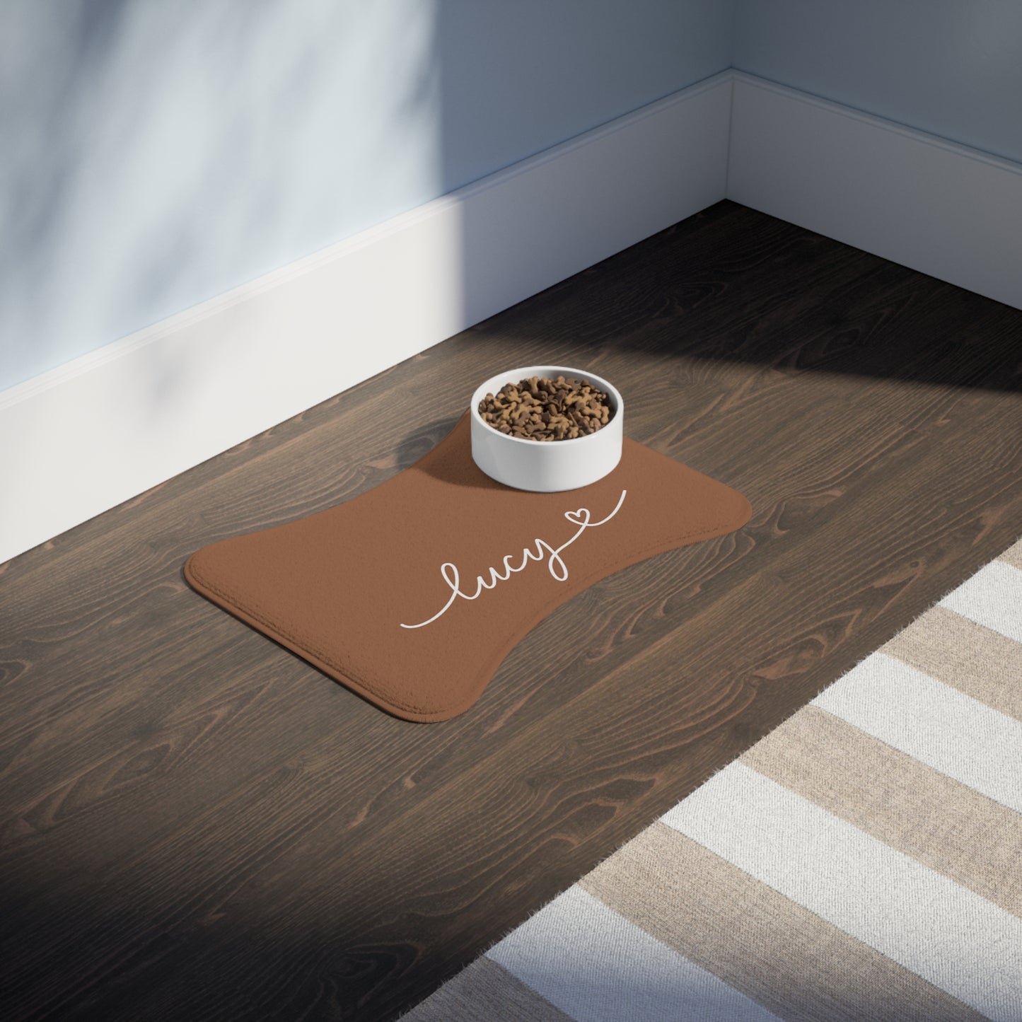Personalized Caramel Dog Food Mat