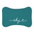 Personalized Light Teal Dog Food Mat