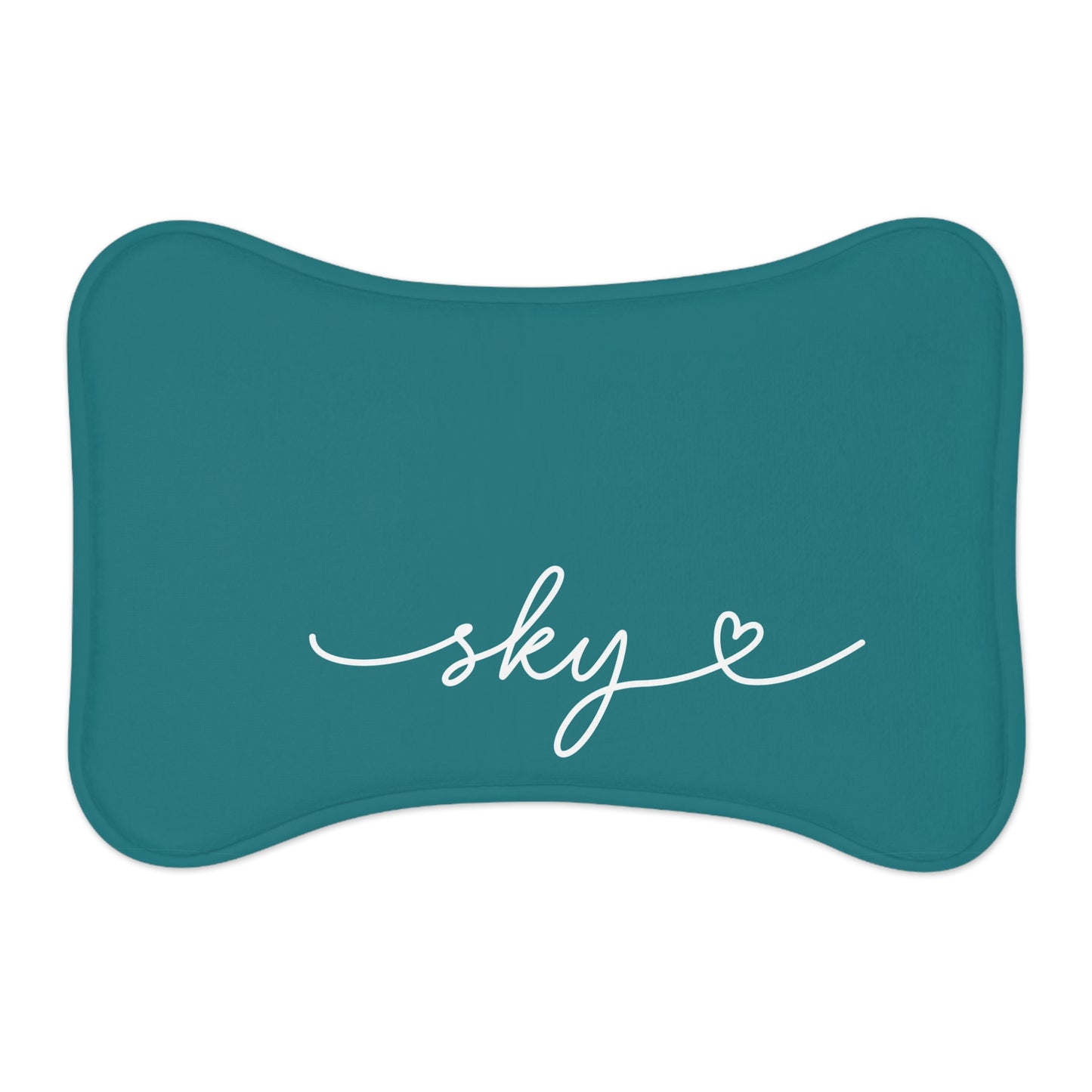 Personalized Light Teal Dog Food Mat
