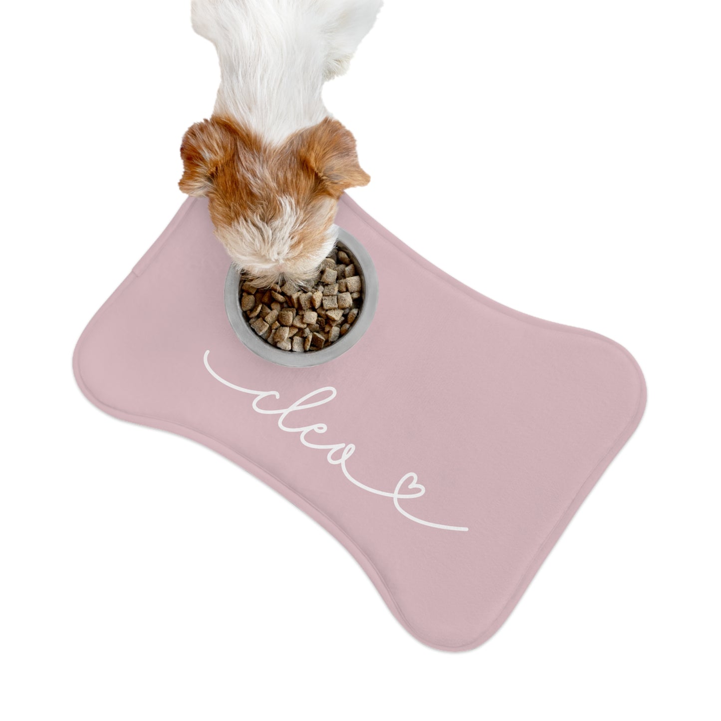 Personalized Soft Pink Dog Food Mat