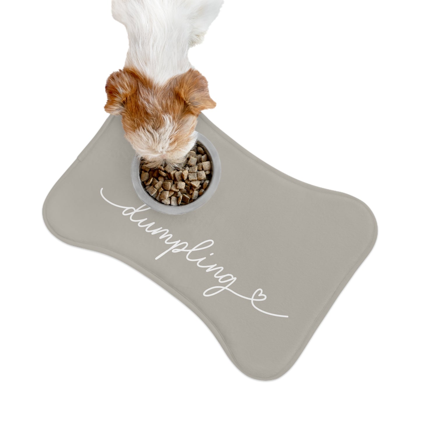 Personalized Stone Grey Dog Food Mat