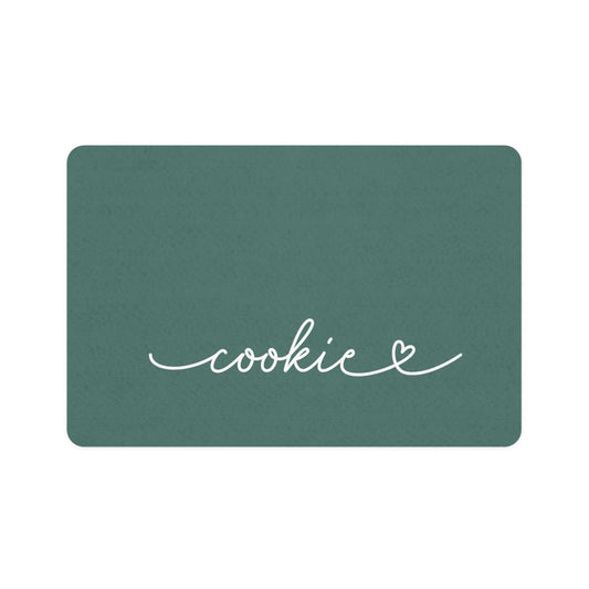 Personalized Pine Green Dog Food Mat | Custom Dog Placemat