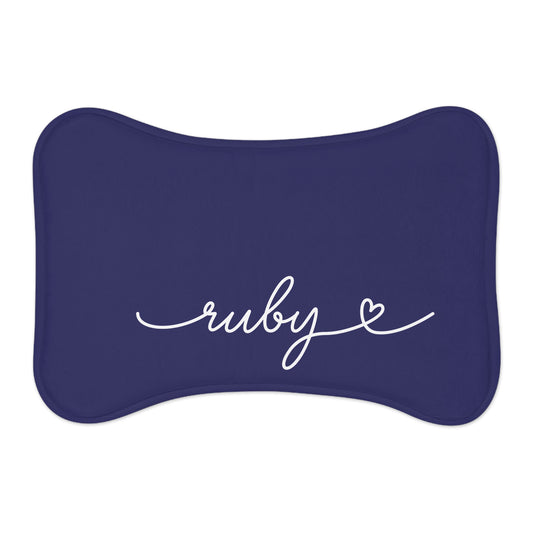 Personalized Violet Dog Food Mat