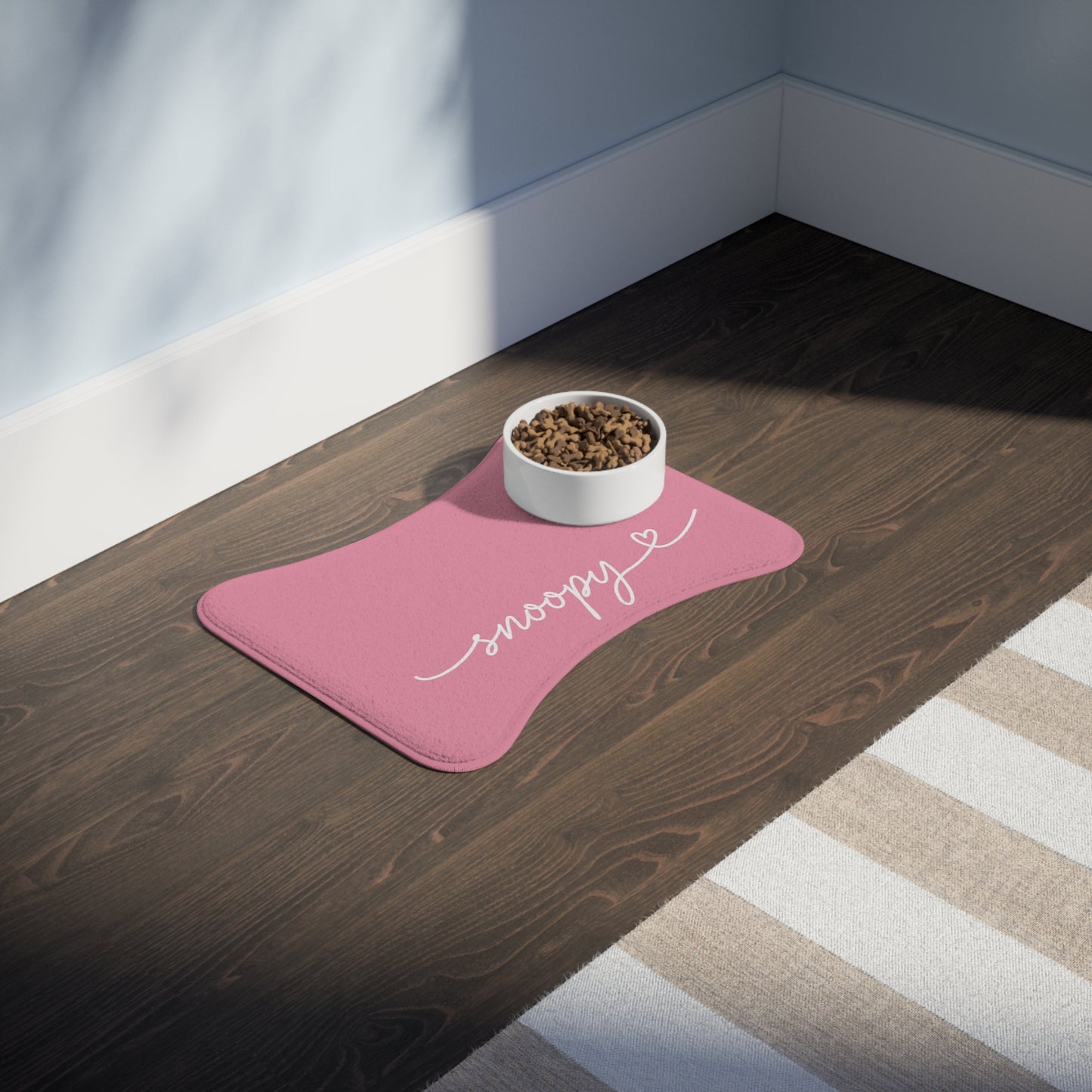 Personalized Pink Dog Food Mat