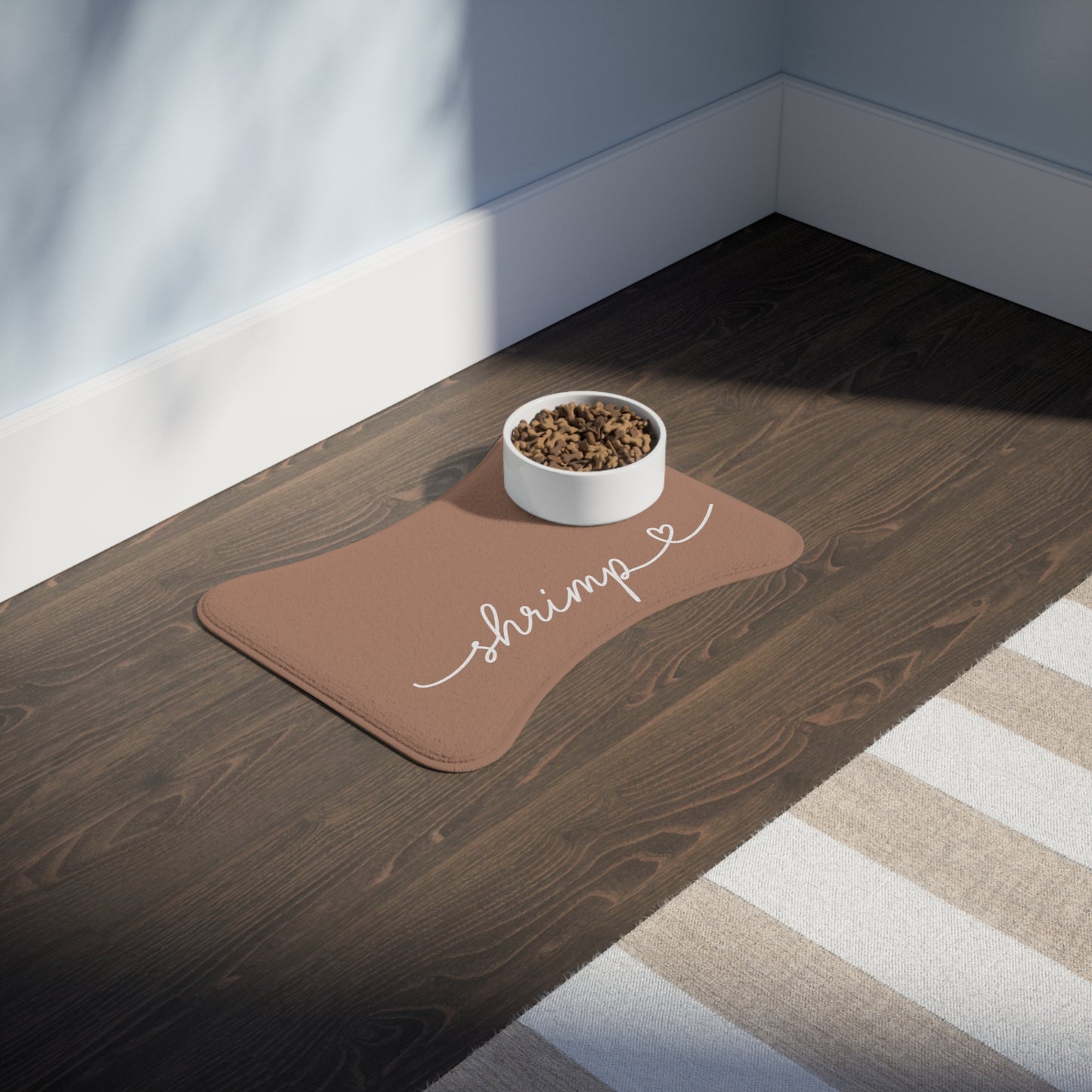 Personalized Light Brown Dog Food Mat