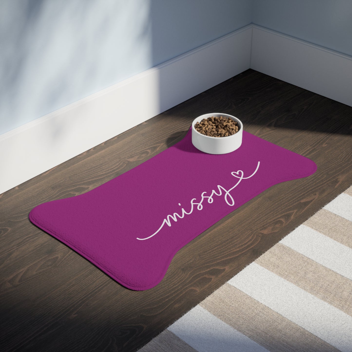 Personalized Magenta Dog Food Mat