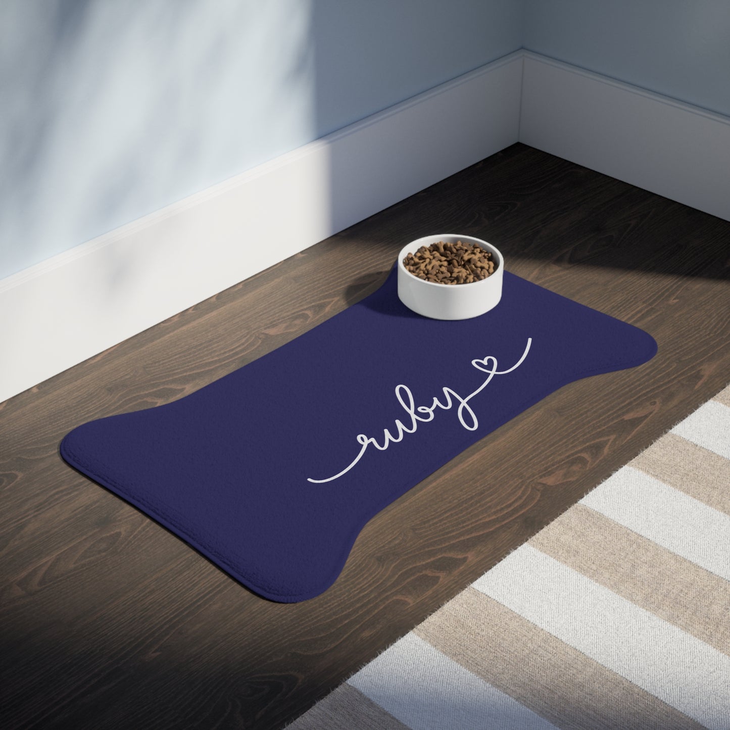 Personalized Violet Dog Food Mat