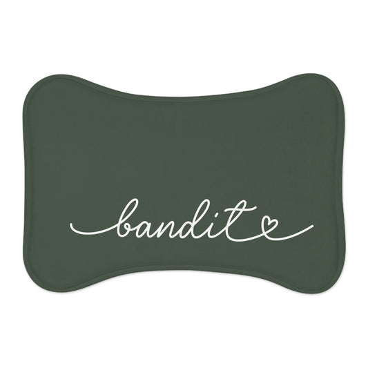 Personalized Forest Green Dog Food Mat